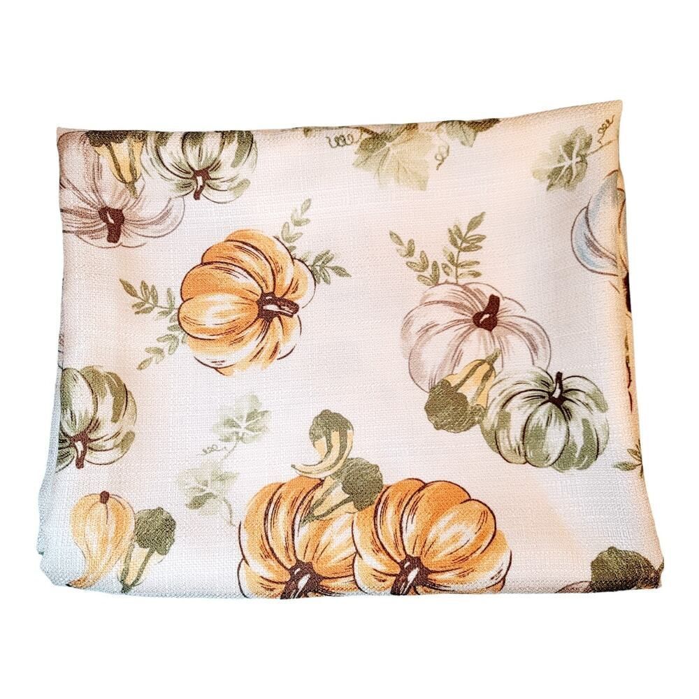 Thanksgiving Fall Pumpkin Autumn Harvest Tablecloth Beautiful‎ Fabric 58" x 47"